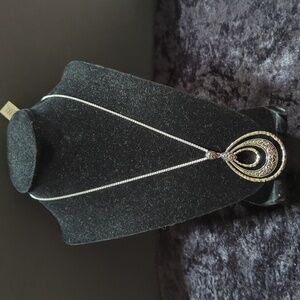 Unbranded Sterling Silver 925 Multi Teardrop Hammered Pendant Necklace - NEW